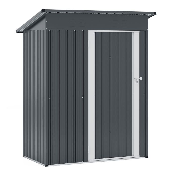 181 x 153 cm Outdoor Storage Shed with Sloped Roof 2 Vents and Lockable Door-Grey