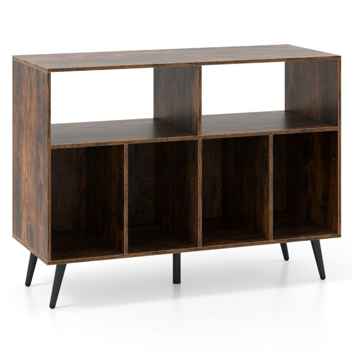 FORLIX Record Player Stand 3-Tier Turntable Stand-Rustic Brown