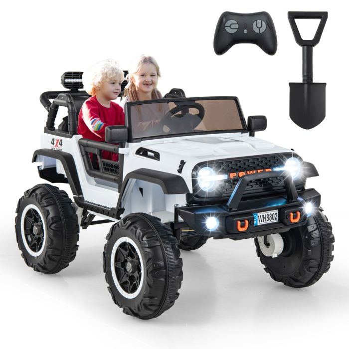 2 Seater Ride On Car with Remote Control and Horn for Boys and Girls - White