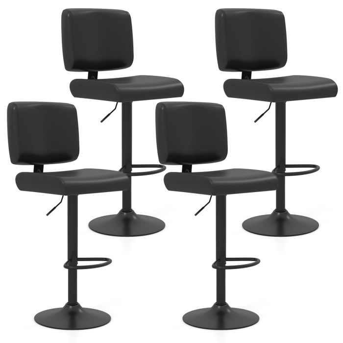 Set of 4 Swivel Bar Stools with Adjustable Height-Black