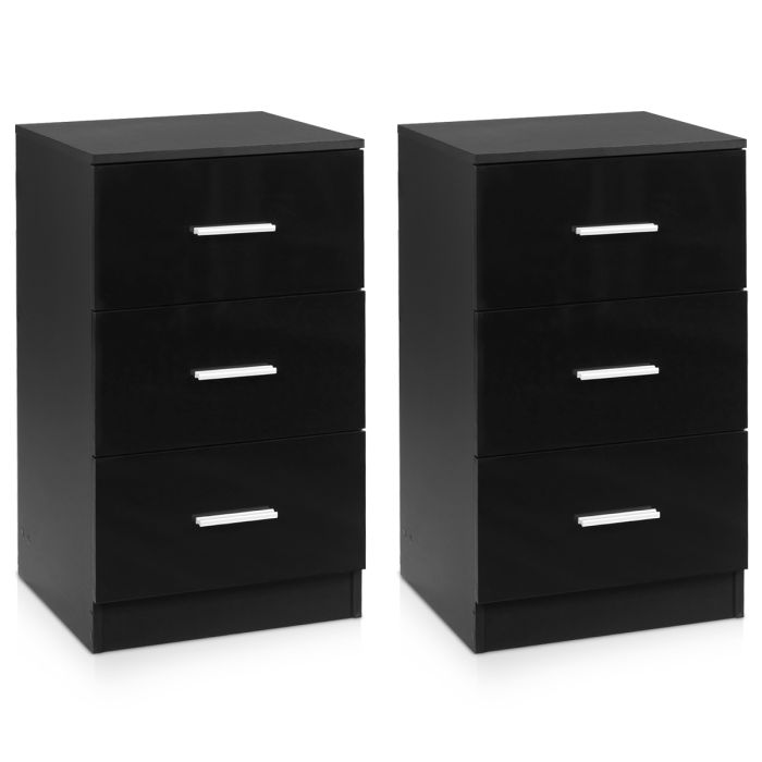 BUXTER Black Chest of Drawers - Small-sized, 3 Drawers, Set of 2