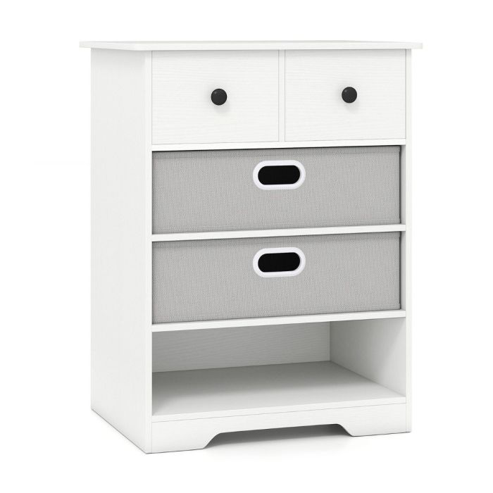 Modern Chest Storage Organizer with Open Shelves-White
