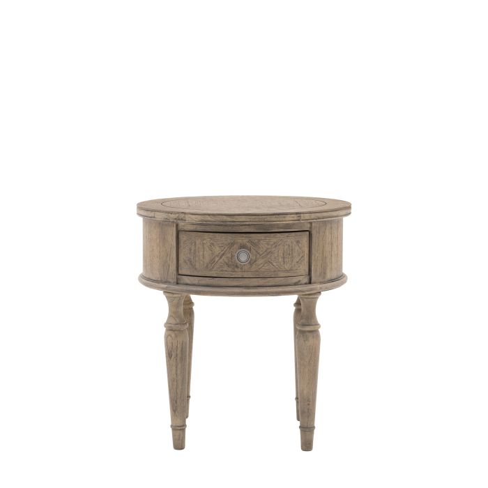 OAKLEIGH Round 1 Drawer Side Table - Oak