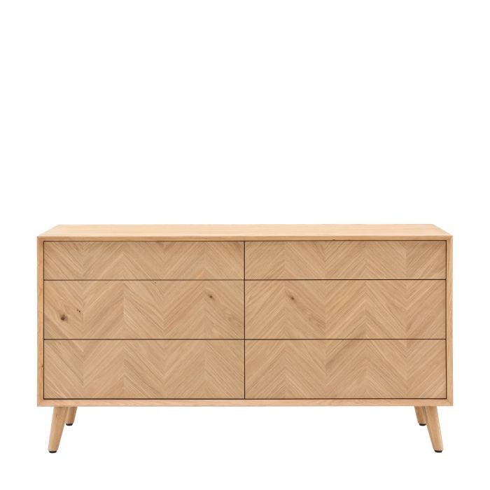 BROOKHAVEN Oak Finish Chest of Drawers - Extra Large-sized, 6 Drawers, Double