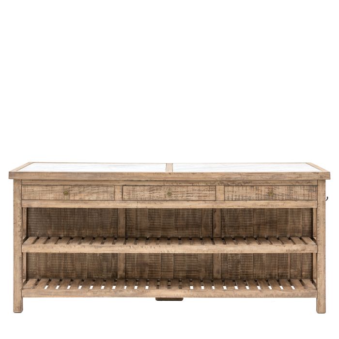 BRIXTON 3 Drawer 2 Shelve Wide Kitchen Island - Oak