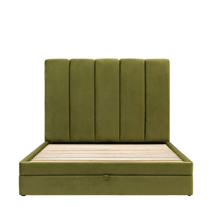 FENWICK Kingsize Fabric Bedframe with 2 Drawer Storage - Green