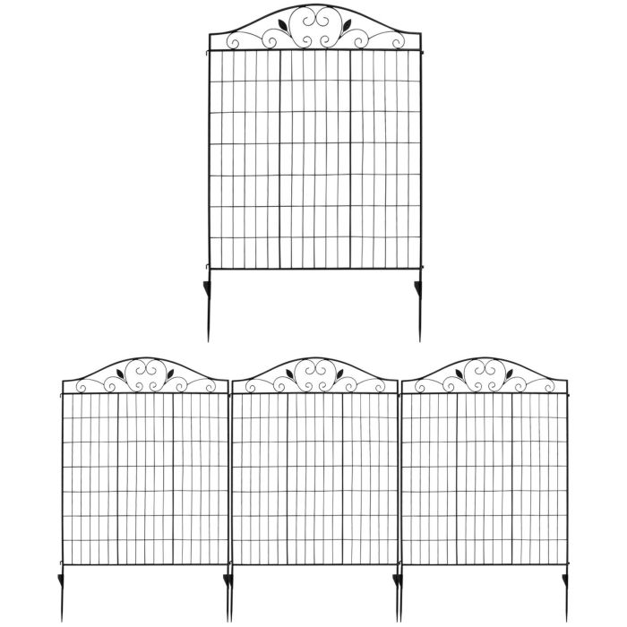 4 Panels Folding Iron Decorative Garden Fence Interlockable