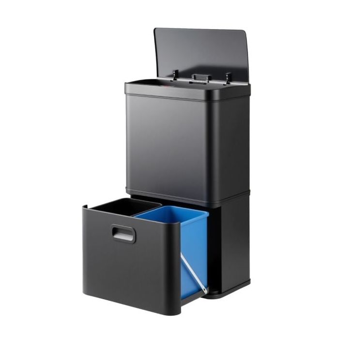 56L Stainless Steel Trash Can Touchless Recycling Garbage Bin with Smart Sensor Technology