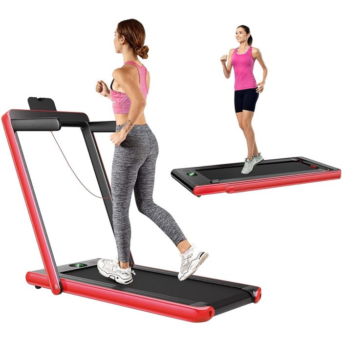 1-12Km/h Folding Bluetooth Electric Treadmill Motorized Portable Running Machine-Red