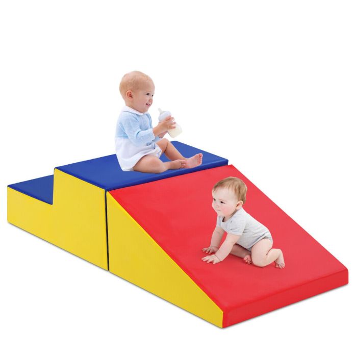 ANIVCO Toddler Climb and Crawl Foam Play Set-Blue & Red
