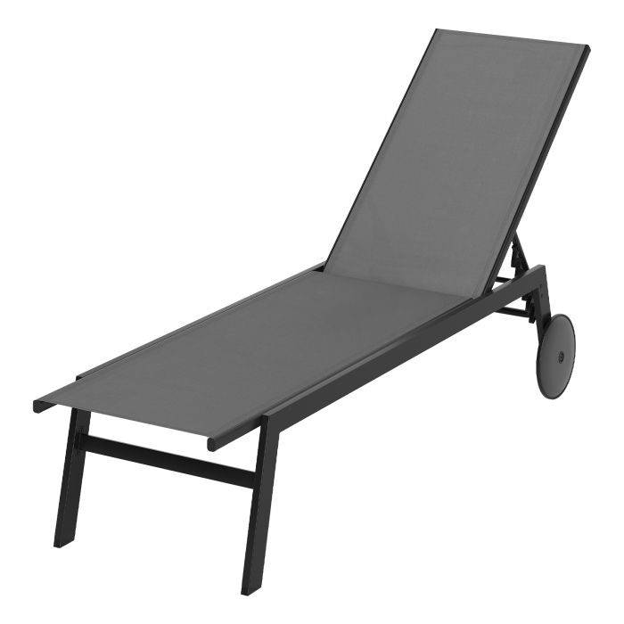 UIREX Patio Chaise Lounge with Wheels & Adjustable Back-Grey