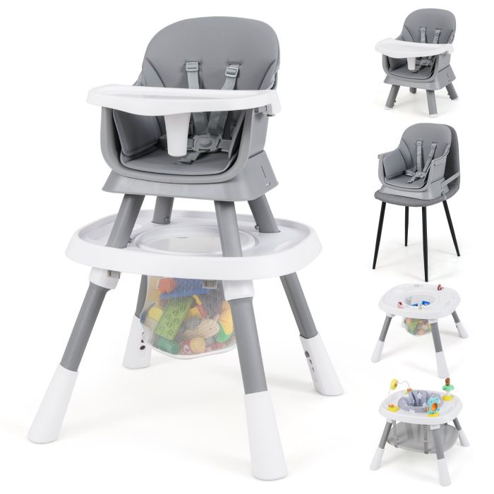 FROSTALIA 16-in-1 Convertible Baby High Chair with Removable Tray and 5-Point Harness-Grey