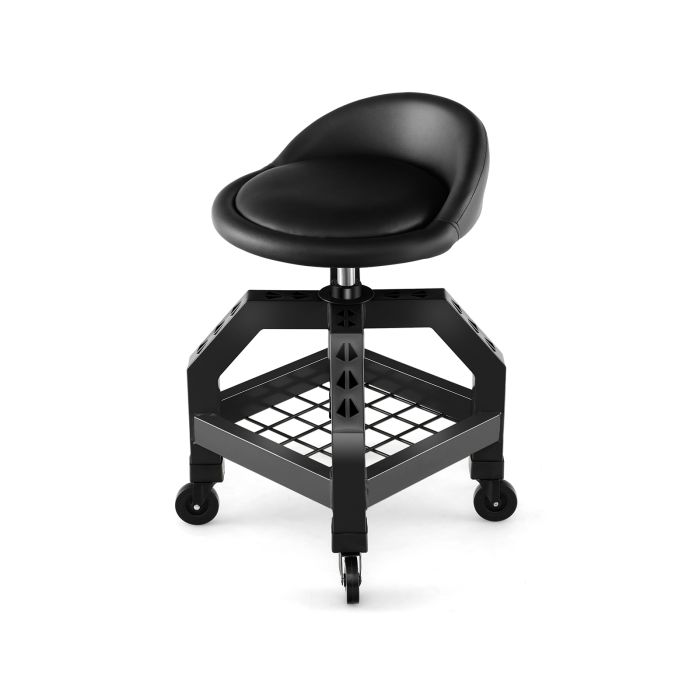 Rolling Mechanic Stool with Tool Tray - Black