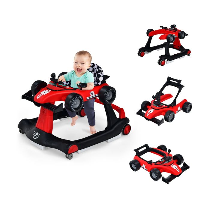 Baby Walker - 4-in-1 Baby Push Walker with Adjustable Height and Speed-Red