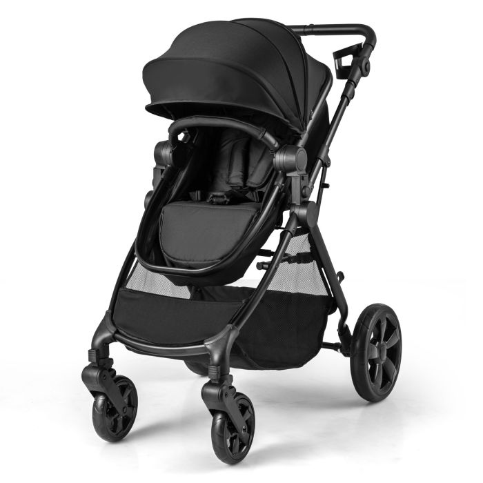 SPRUCELLE 2-in-1 Convertible Baby Stroller with Reversible Seat and Adjustable Canopy-Black