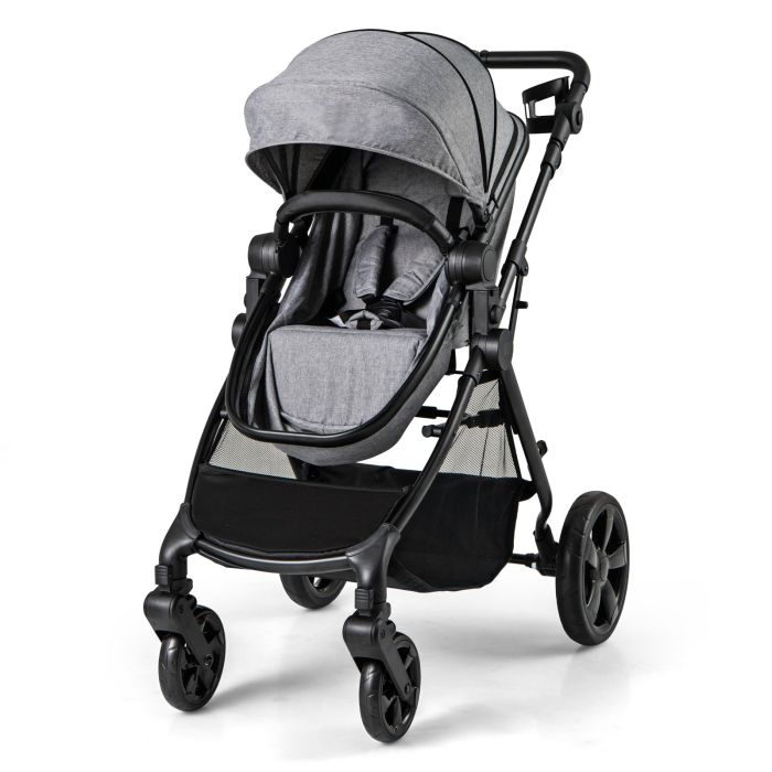 SPRUCELLE 2-in-1 Convertible Baby Stroller with Reversible Seat and Adjustable Canopy-Grey