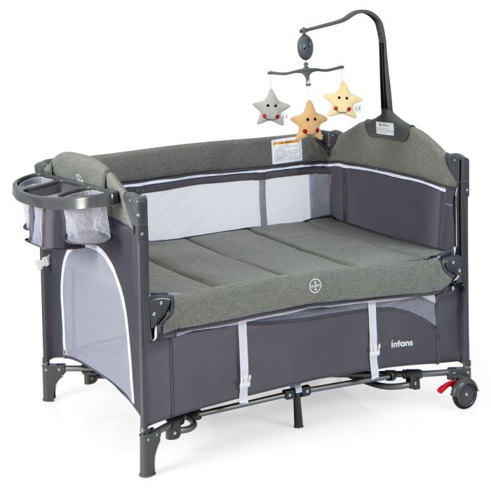 Toddler Bed - 5-in-1 Portable Baby Travel Cot with Detachable Changing Table-Bear