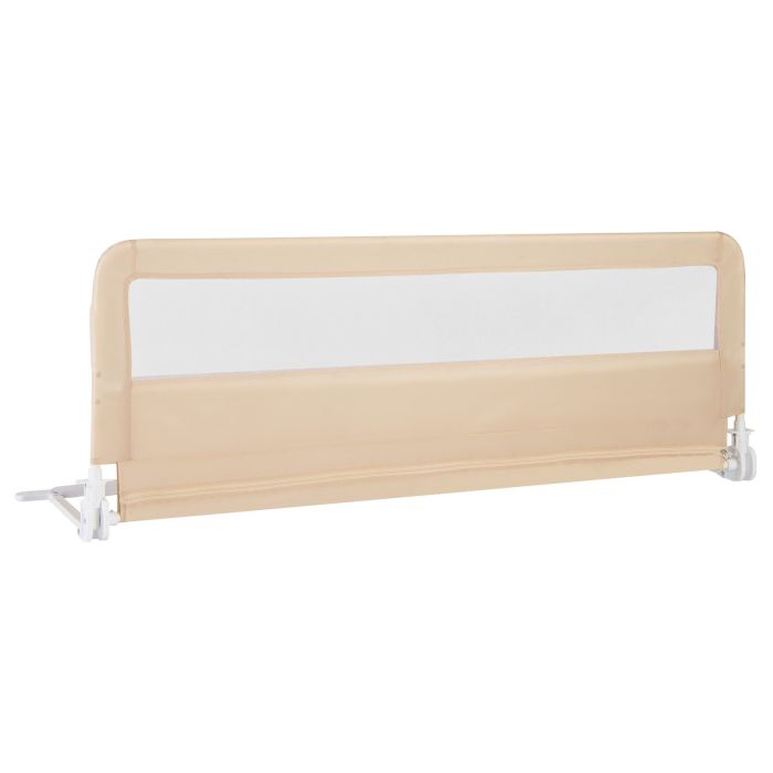Baby Safety Rail - 150CM Foldable Baby Bed Rail Guard with Washable Cover and Safety Strap-Beige