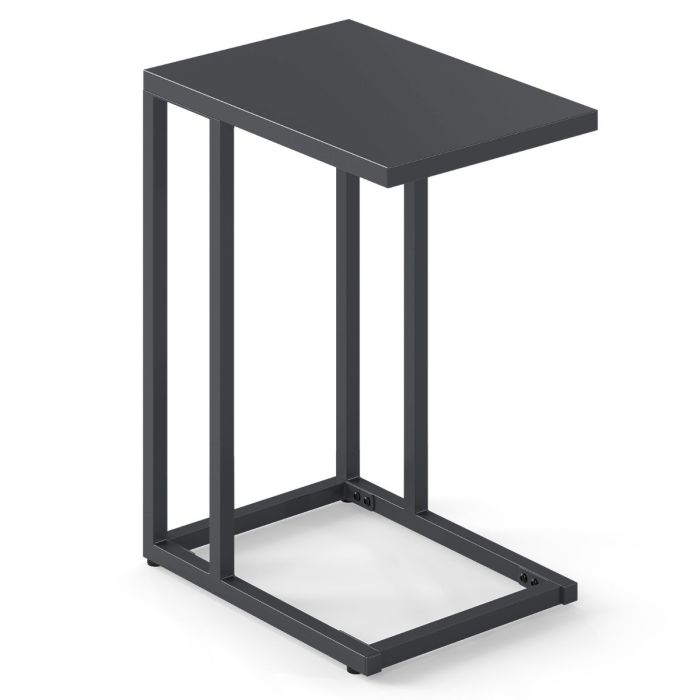 Modern Industrial Metal End Table with Adjustable Foot Pads-Grey