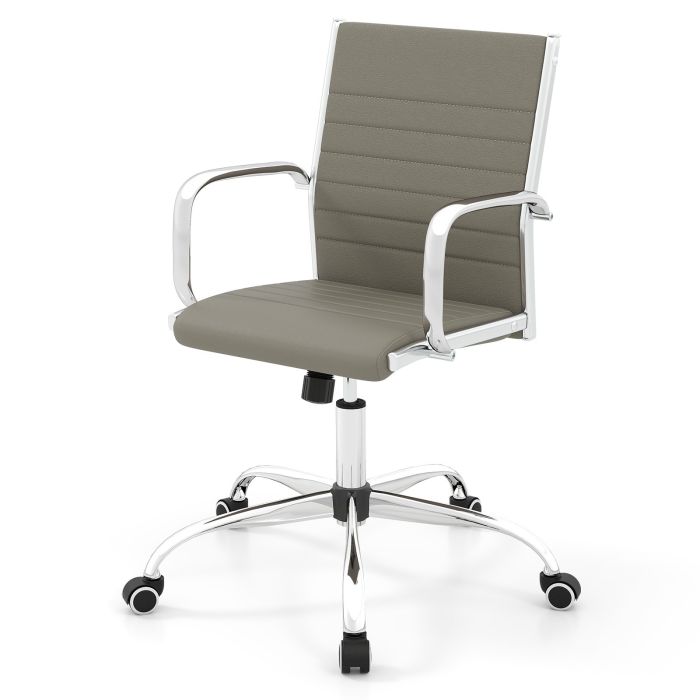 FROSTHOLLOW Height Adjustable Rolling High-Back Executive Chair for Home Office-Grey