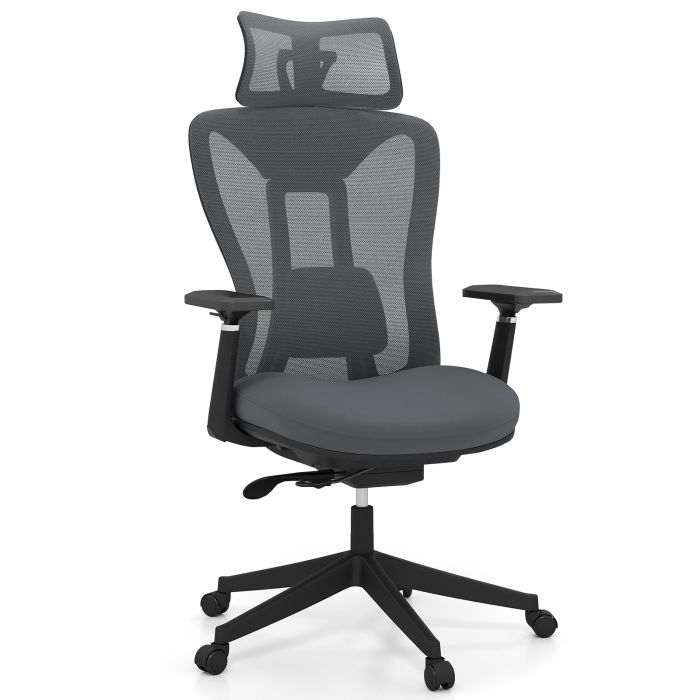 RENO Ergonomic Mesh Office Chair High Back Executive Chair with Adjustable Lumbar Support-Grey