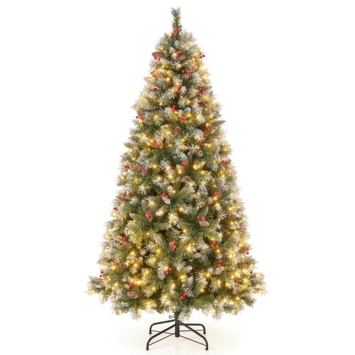 6.5 FT Artificial Christmas Tree with 909 PVC Branch Tips and 420 Warm White LED Lights