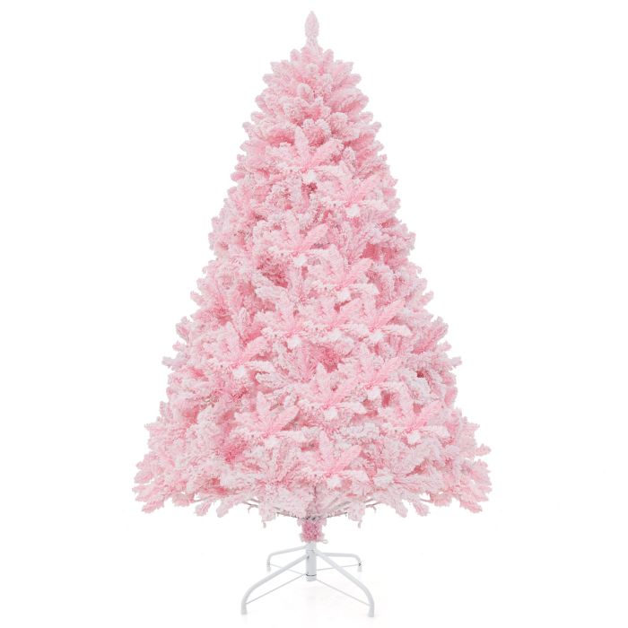 Christmas Tree - Flocked Artificial Xmas Tree with 808 PVC Branch Tips and 350 LED Lights