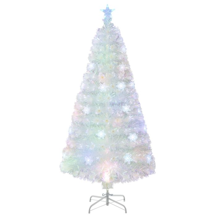 IVLOEL 4/5/6 Feet Artificial Fiber Optic White Pre-lit Christmas Tree with Light-120 cm
