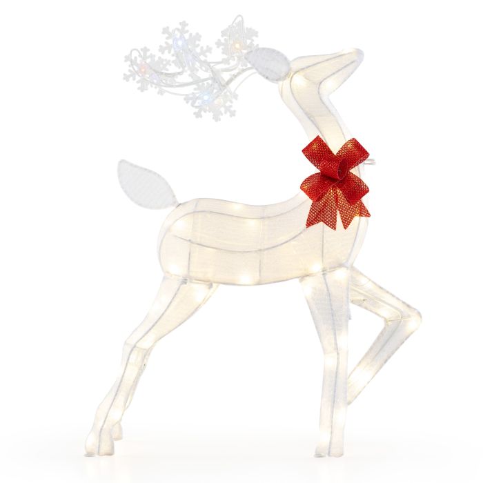 Lighted Christmas Reindeer with Warm White LEDs - White