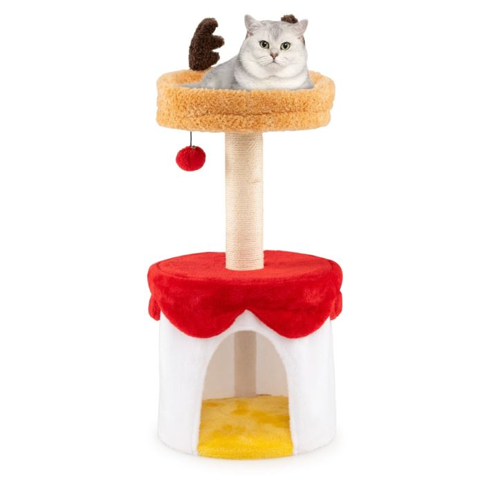 80cm Christmas Cat Tree with Bed & Scratching Post-Orange