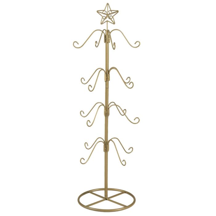Christmas Stocking Holder Stand with 16 Hooks & Star Topper - Gold