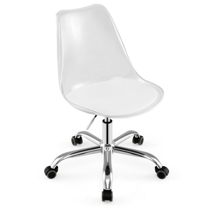 Clear Acrylic Desk Chair with PU Cushion & Swivel Seat