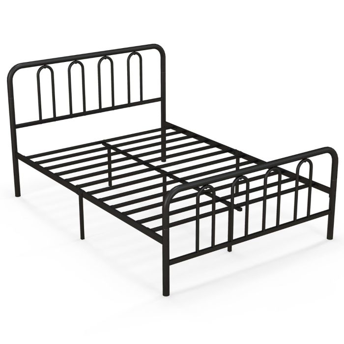 Double Bed - ARCADIA 4ft6 Metal Bed with Headboard and Footboard Black