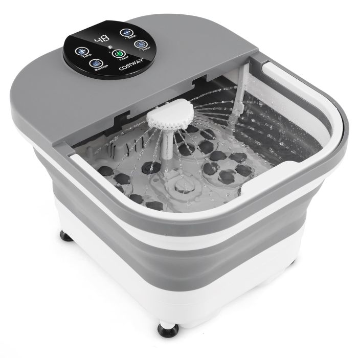 ARDMOREL Collapsible Foot Spa Massager Bath Tub with Heat Shower and Timer-Grey