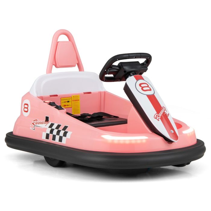 Electric kids Ride-on Bumper Car with Full Turn Spinning and Dual Motors - Pink