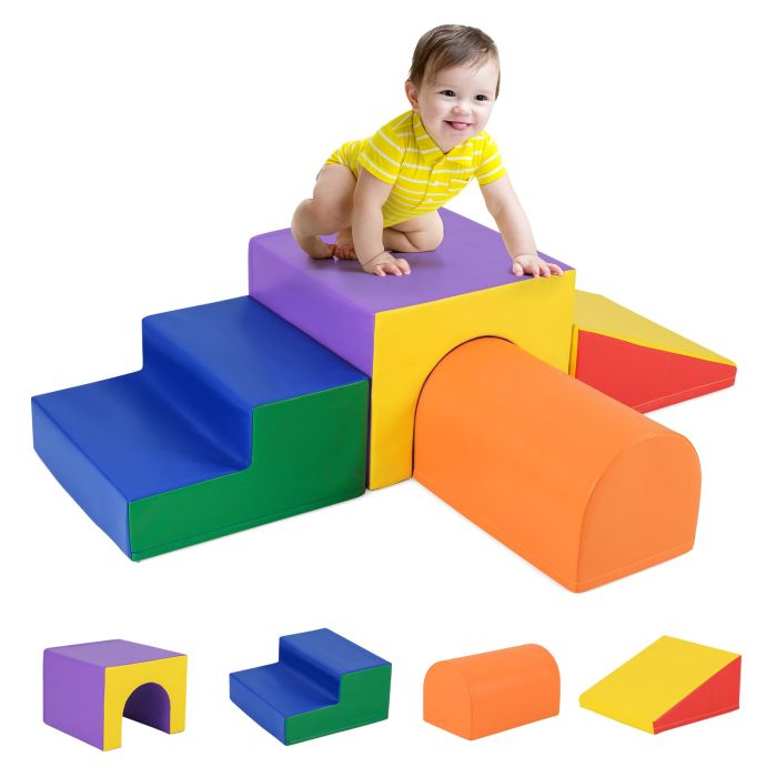 4-Piece Soft Climb and Crawl Foam Play Set for Babies-Colourful