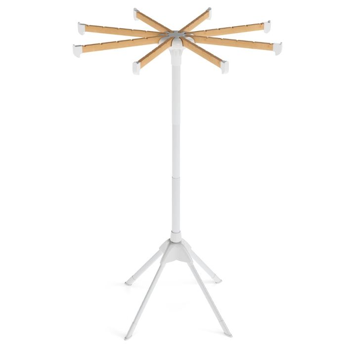 Foldable Laundry Drying Rack with 8 Bamboo Hanging Rods and 4-Legged Design
