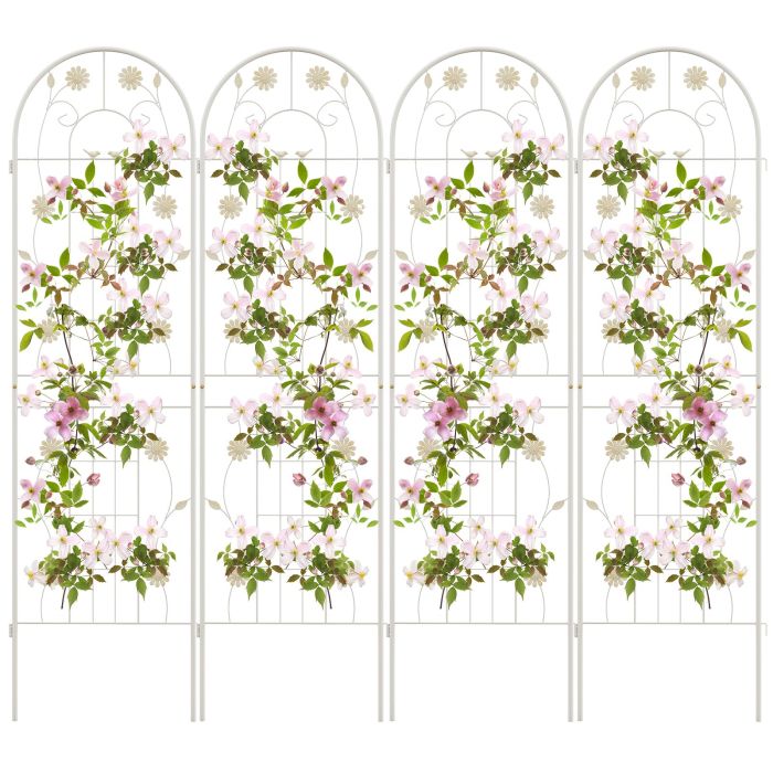 Garden Trellis - 2/4 Pack Metal Garden Trellis 180 cm x 50 cm Wire Lattice Panel-White-4 Pack