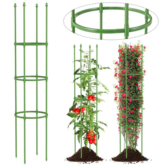 2-Pack 145 cm Tall Garden Plant Support Garden Trellis for Potted Plants-Green