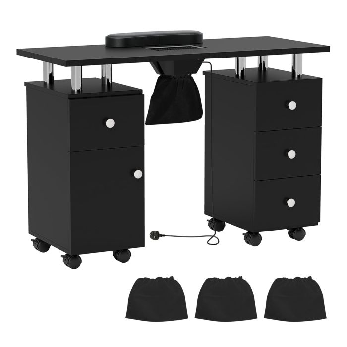 BRENTONOR Manicure Table with Electric Dust Collector-Black