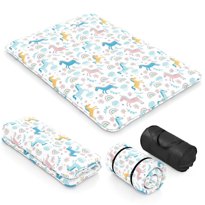 COREAR Japanese Floor Mattress with Washable Cover and Carry Bag-Rainbow-Double Size
