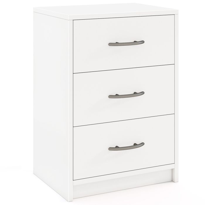 3-Drawer Nightstand with Storage for Living Room Bedroom-White