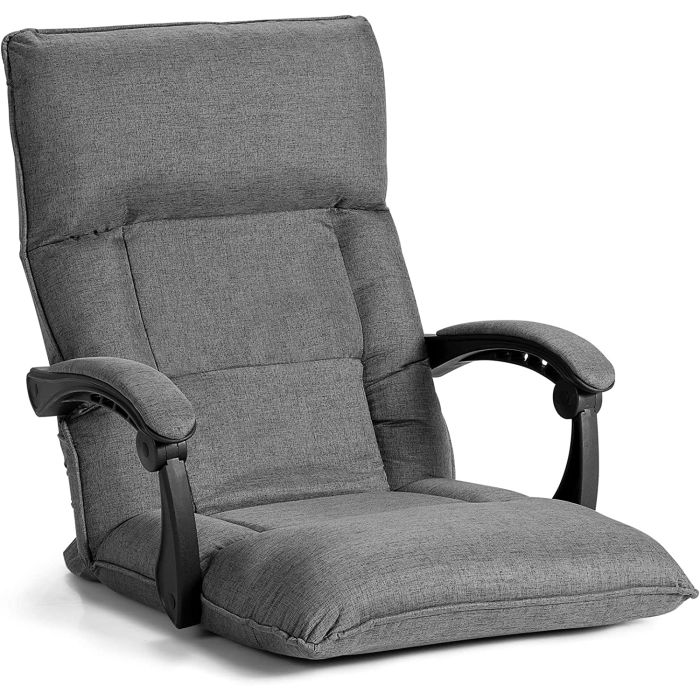 Floor Sofa Chair with 14-Position Adjustable Backrest-Grey