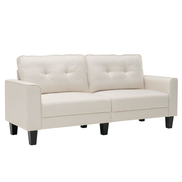 Modern Upholstered Corner Sofa Couch with 2 Removable Back Cushions-Beige