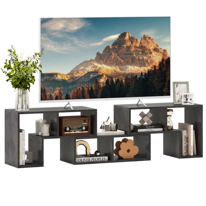 3 Pieces Convertible TV Stand for TVs up to 65 Inches-Grey