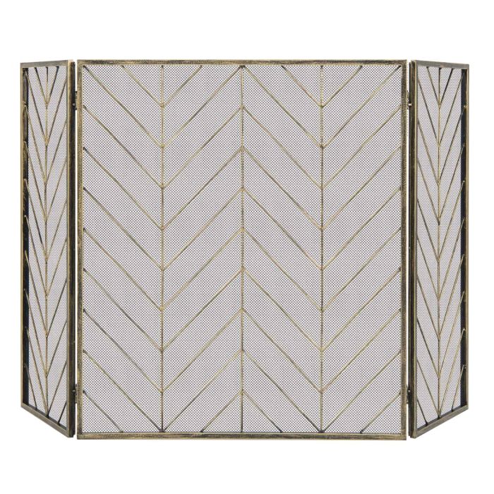 Foldable Wrought Metal Iron Mesh Fire Spark Guard with Flexible Hinges-Bronze