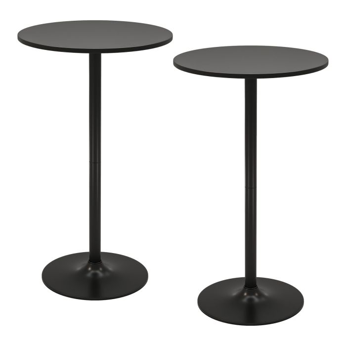 TORVIX Round Bar Table with Adjustable Height and Metal Base Set of 2-Black