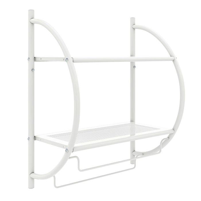 Drying Rack - Wall Mounted Bathroom Shelves with Towel Holder-White