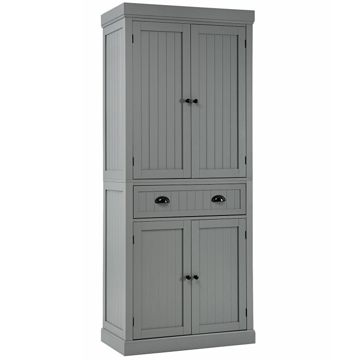Kitchen Cabinet - 4-Door Tall Kitchen Cupboard Adjustable Shelves and Drawer-Grey