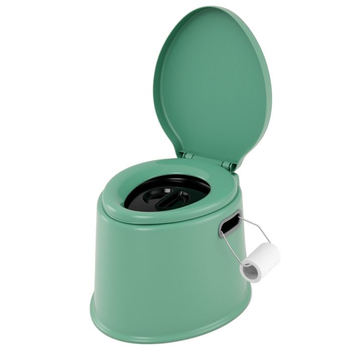 CRESTFORDE Portable Travel Toilet with Detachable Inner Bucket and Removable Toilet Paper Holder-Green